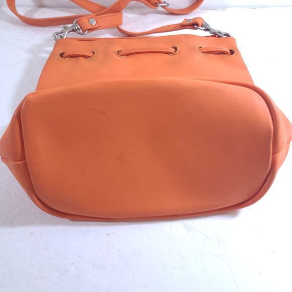 Guess Vintage Y2k Drawstring Closure Crossbady Bucket bag womans Orange Purse - Picture 6 of 15